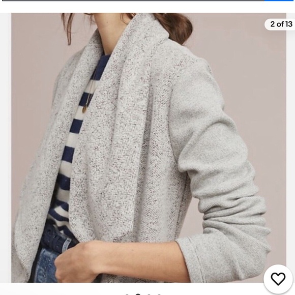 Anthropologie Dolan Size Medium Gray Northfield Cardigan Sweater Belted - Picture 3 of 6